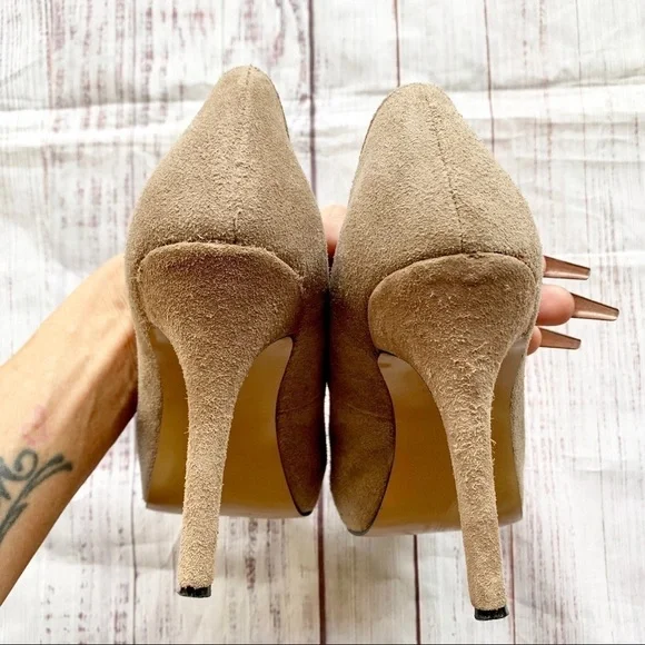 Dolce Vita Tan Suede Hidden Platform Heels 7 - Picture 4 of 8
